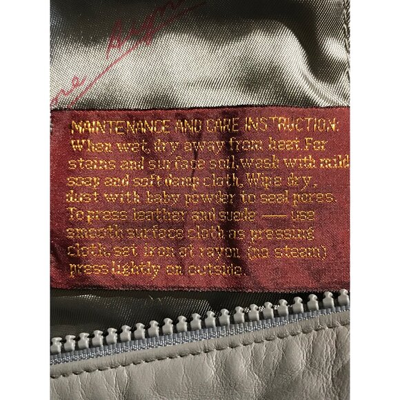 Etienne Aigner Women's Vintage Gray Leather Bomber Jacket - Picture 9 of 9